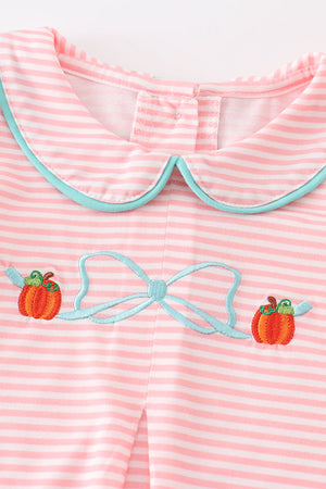 Pink stripe pumpkin embroidery dress
