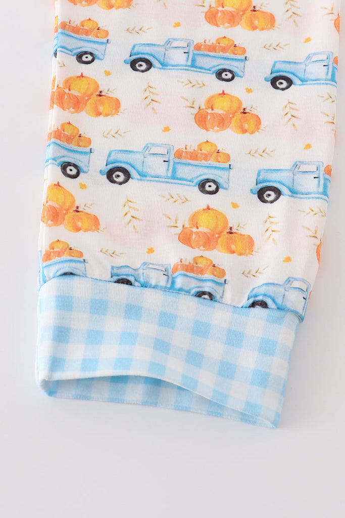 Truck pumpkin print boy pajamas