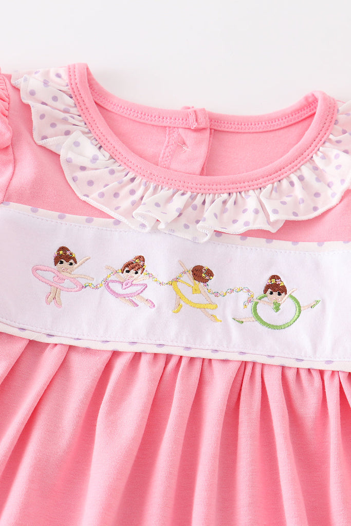 Pink ballerina girl embroidery set