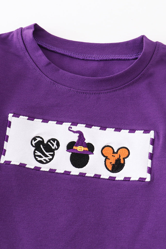 Purple charactor embroidery boy top