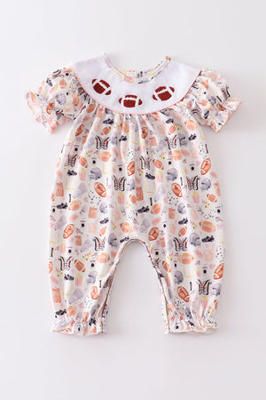 French knot football baby romper