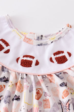French knot football baby romper