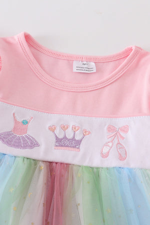 Rainbow star embroidery ruffle dress