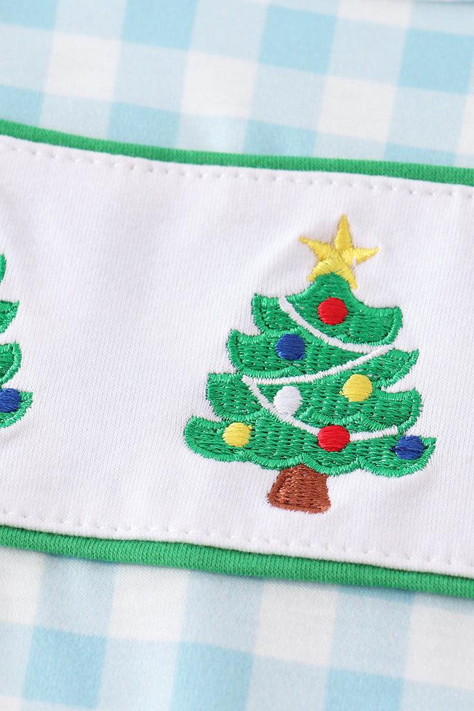 Christmas tree embroidery plaid boy jonjon