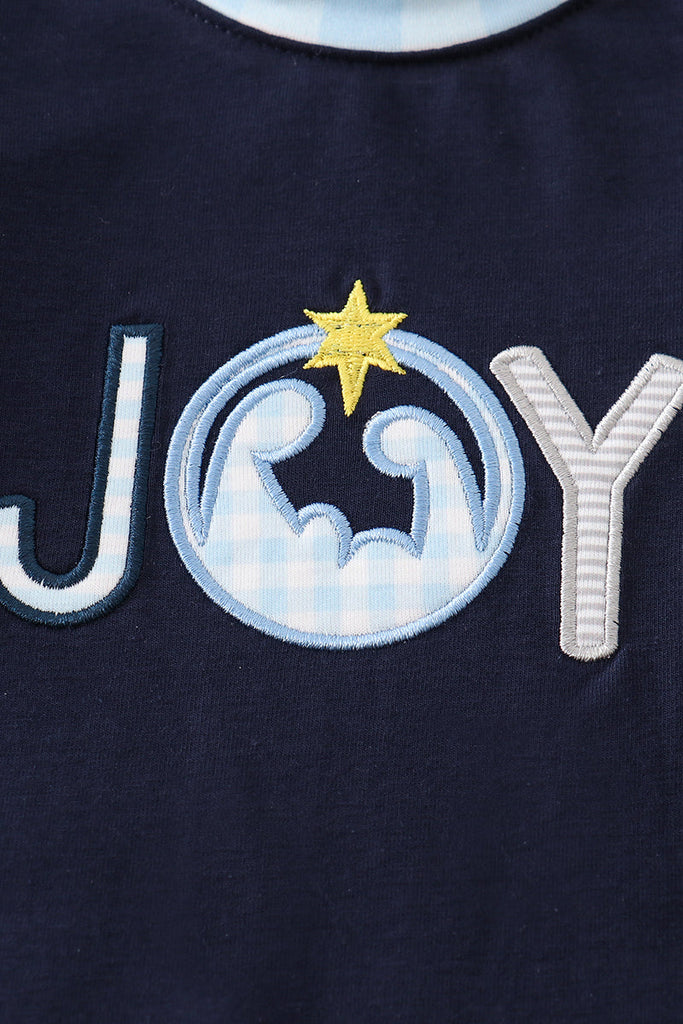 Navy nativity joy applique boy romper