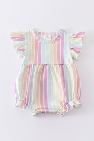 Multicolored stripe ruffle girl bubble