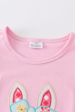Pink bunny applique ruffle dress