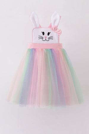 Rainbow easter bunny tule dress