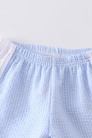 Blue plaid seersucker shorts