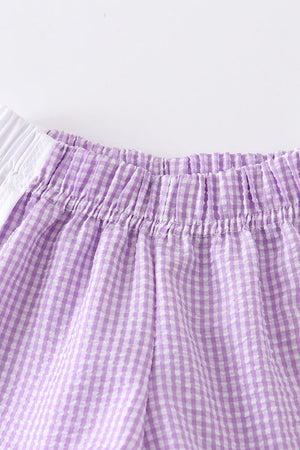Purple plaid seersucker girl shorts
