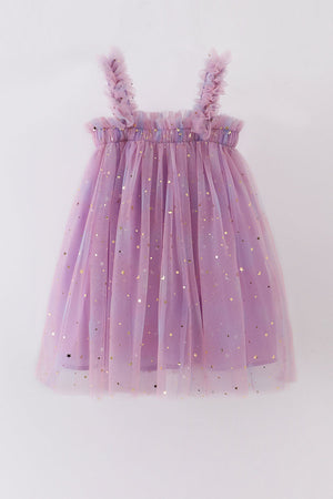 Purple star strap tulle dress