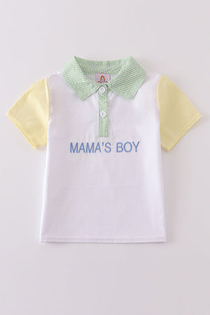 Seersucker mama's boy embroidery boy shirt