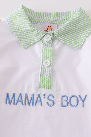 Seersucker mama's boy embroidery boy shirt