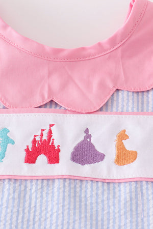Seersucker castle embroidery girl set