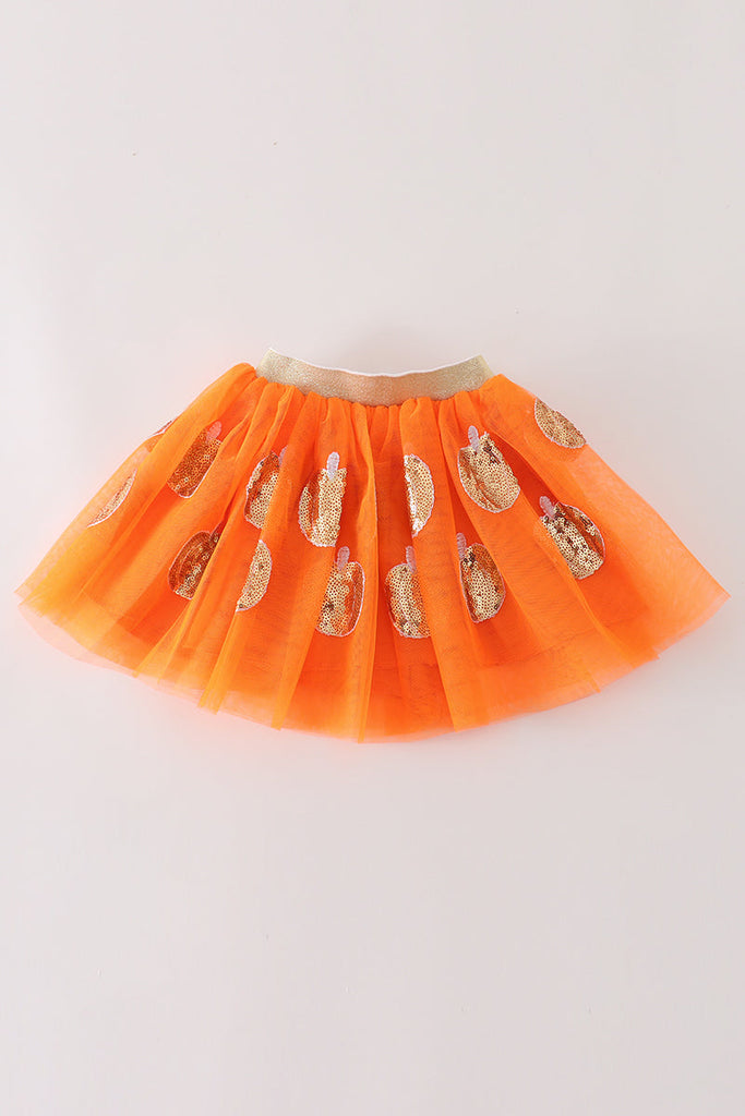 Orange pumpkin sequin tutu skirt – HoneyBean