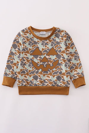 Halloween camouflage applique boy top