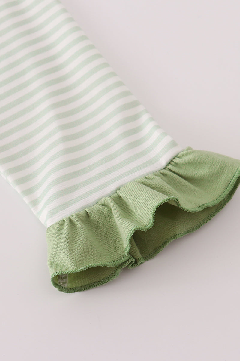 Sage turkey applique stripe pants set