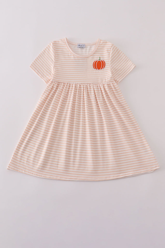 Pumpkin embroidery stripe dress Pumpkin embroidery stripe dress