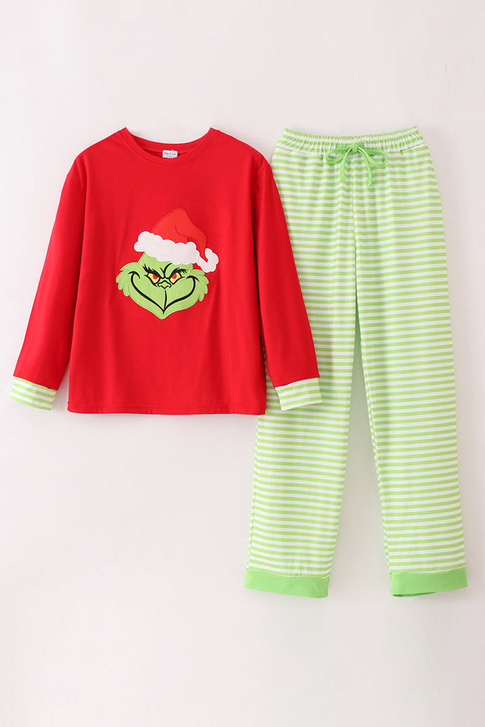 Red christmas grinch applique adults set – HoneyBean