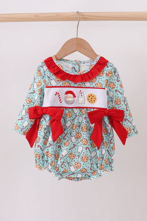 Red santa claus cookie french knot ruffle bubble