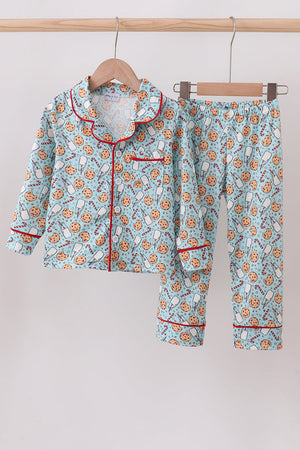 Santa claus cookie print pajams set