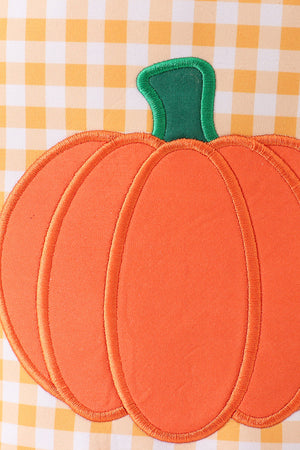 Pumpkin applique halloween checkered candy bucket