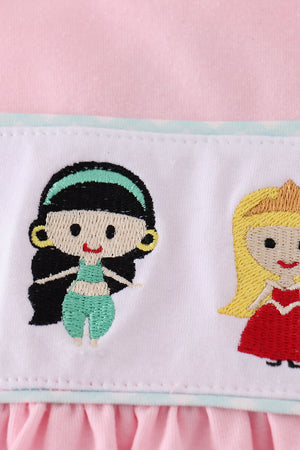 Pink princess embroidery girl dress