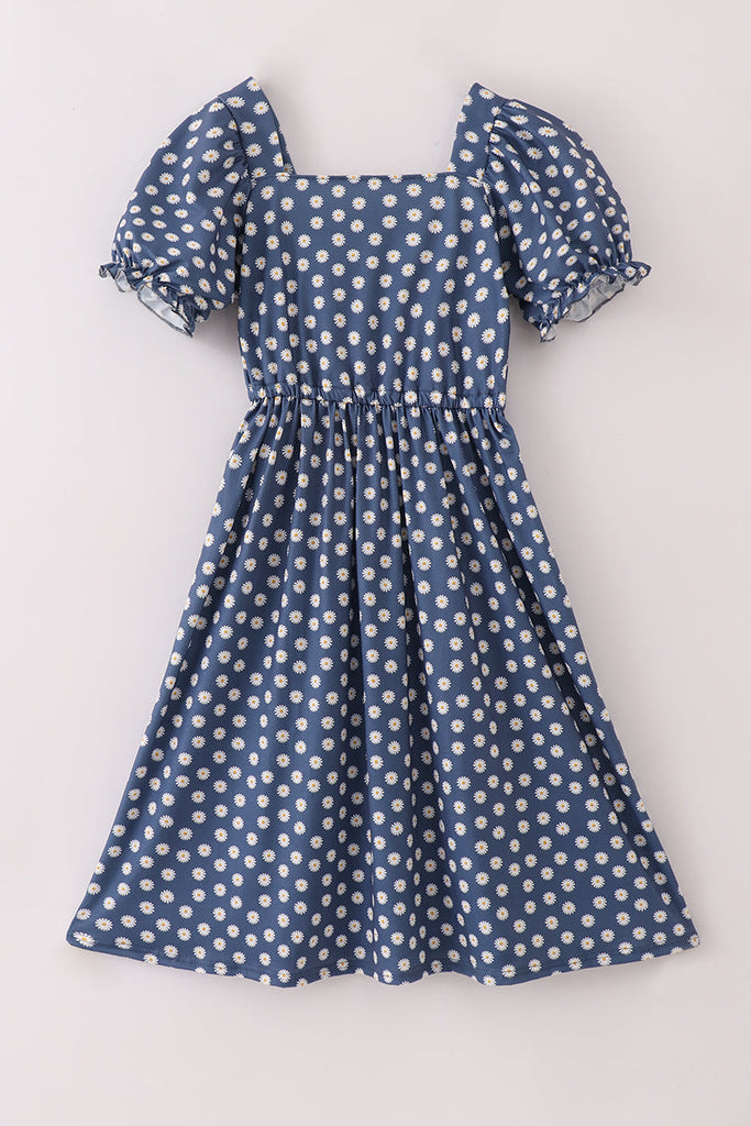 blue dress with daisy print Brooks Avenue Women's Banyan Long Sleeve Dress