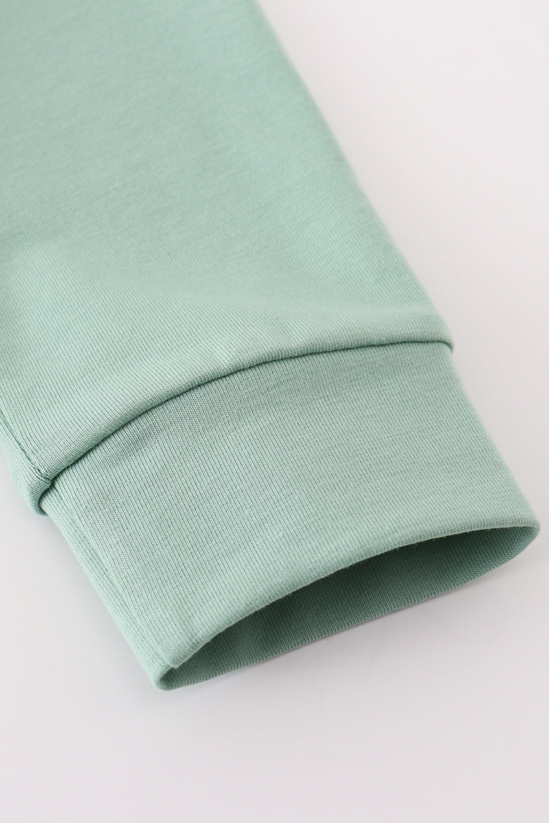 Sage pumpkin french knot top