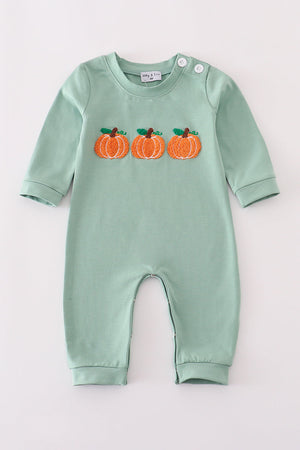 Sage pumpkin french knot romper