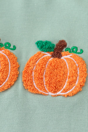 Sage pumpkin french knot romper