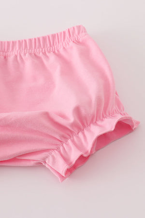 Pink pumpkin embroidery bloomer set