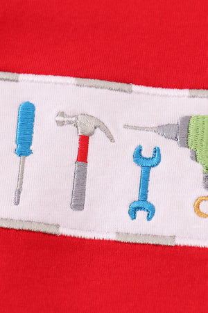 Red toolbox embroidery top