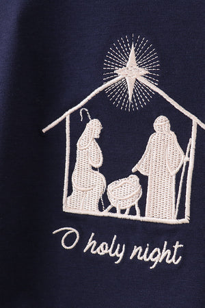 Navy nativity embroidery bubble