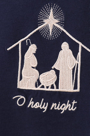 Navy nativity embroidery top