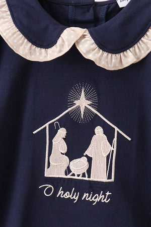 Navy nativity embroidery dress