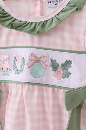 Pink nutcracker embroidery gingham bubble
