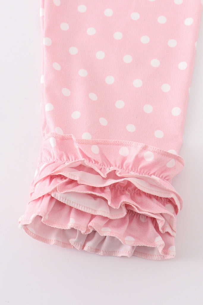 Pink floral print ruffle girl set