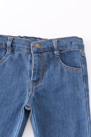 Medium blue layered denim jeans