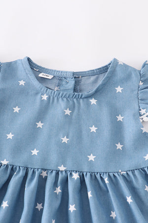 Blue star pom pom dress