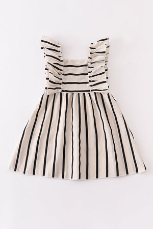 Black stripe ruffle dress