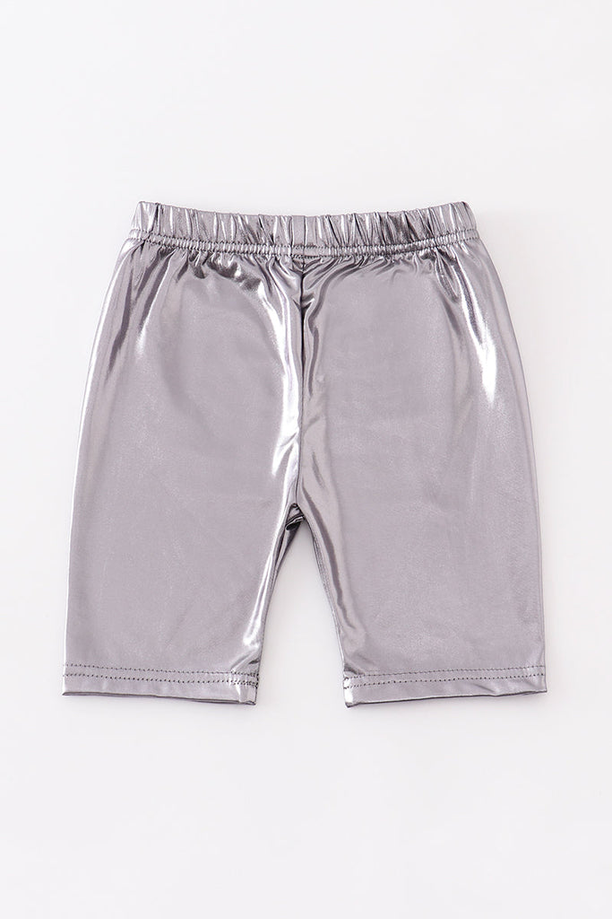 Silver metallic bike shorts