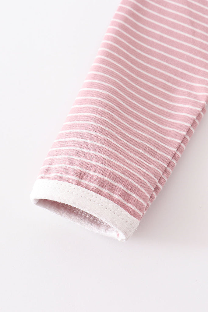 Pink stripe ruffle baby 2pc gown