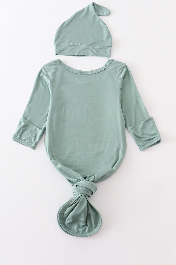 Teal bamboo baby 2pc gown