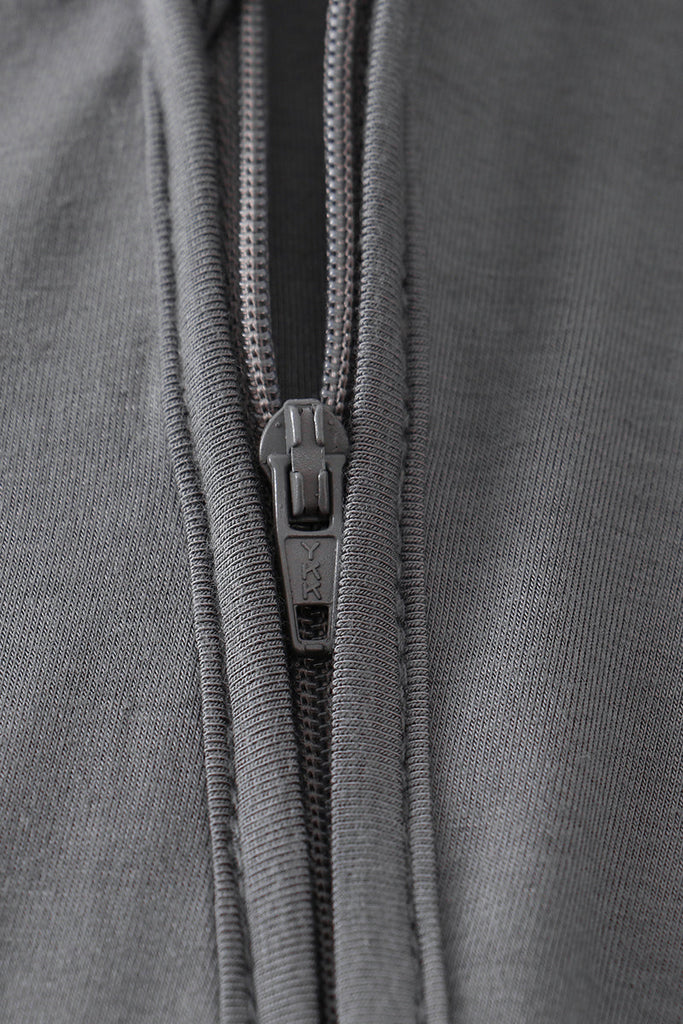 Charcoal zipper 2pc baby romper