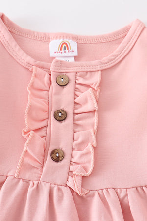 Pink ruffle button down dress