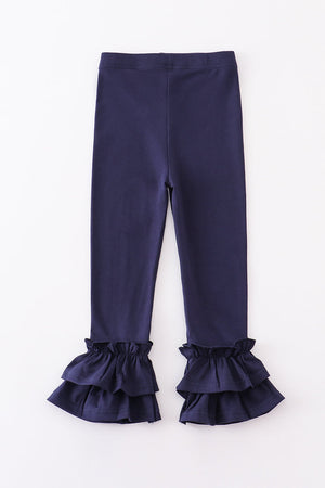 Navy ruffle double layered pants