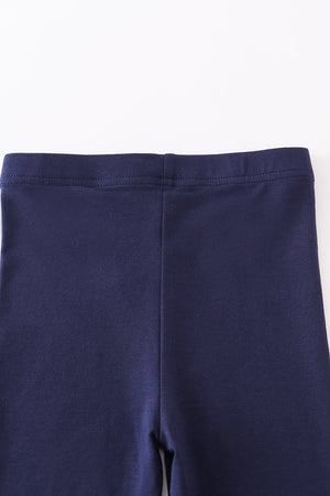 Navy ruffle double layered pants