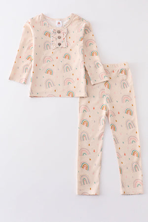Rainbow print pajamas set