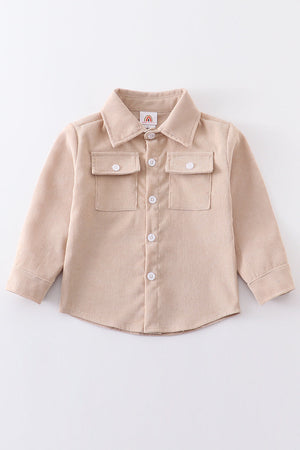 Beige corduroy button down shirt